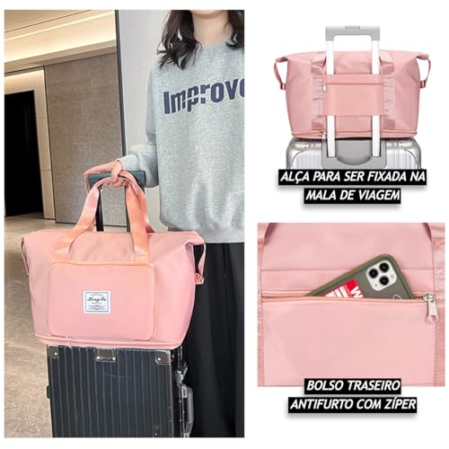 TOKSHOP Bolsa Academia Feminina Expansível Impermeável Bolsa Mala de Mão para Viagem Treino Passeios