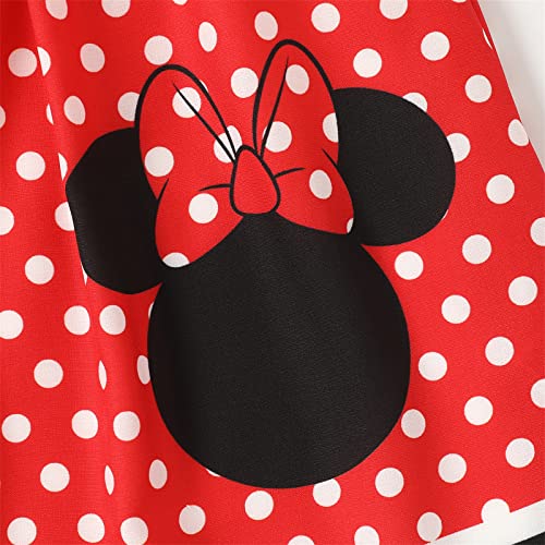 Disney Mickey and Friends Minnie Mouse Toddler Girl Dress Polka Dot Print Bow Shoulder Strap Birthday Summer Outfit 2-6 Years4