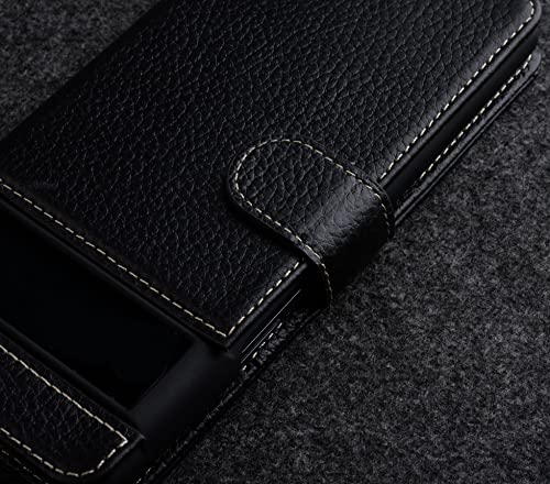 Coque Google Pixel 6 StilGut en cuir véritable noir avec fermoir - 5
