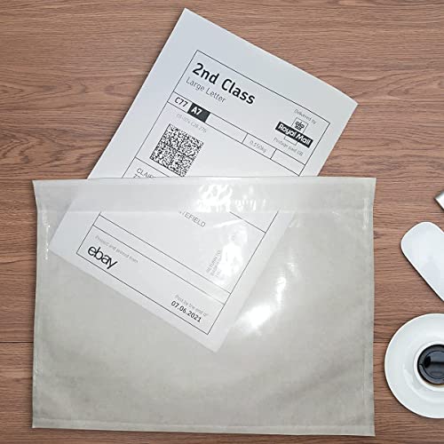 Labelmore 7.5 Inch X 5.5 Inch Clear Self-Adhesive Top Loading Packing List Pouches, Shipping Label Envelopes, Mailing Pouches For Shipping Clear, 100Pcs, White #TOP6