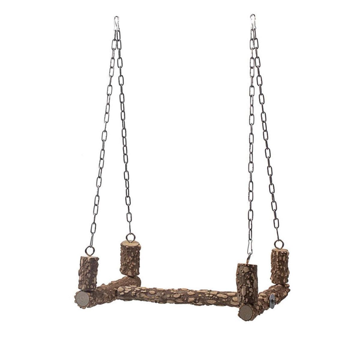 Toyvian Gioco per Pappagalli in Legno e Acciaio Inox Supporto Marrone, Esercita L'abilità di Arrampicata, Facile da Installare per Gabbie di Uccelli Domestici Colore Casuale