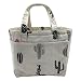 Insulated Lunch Bag Reusable Sling Shoulder Lunch Tote Travel Picnic Drawstring Bento Cooler Bag, Front Pocket and 2 Side Pockets (Black Cactus)
