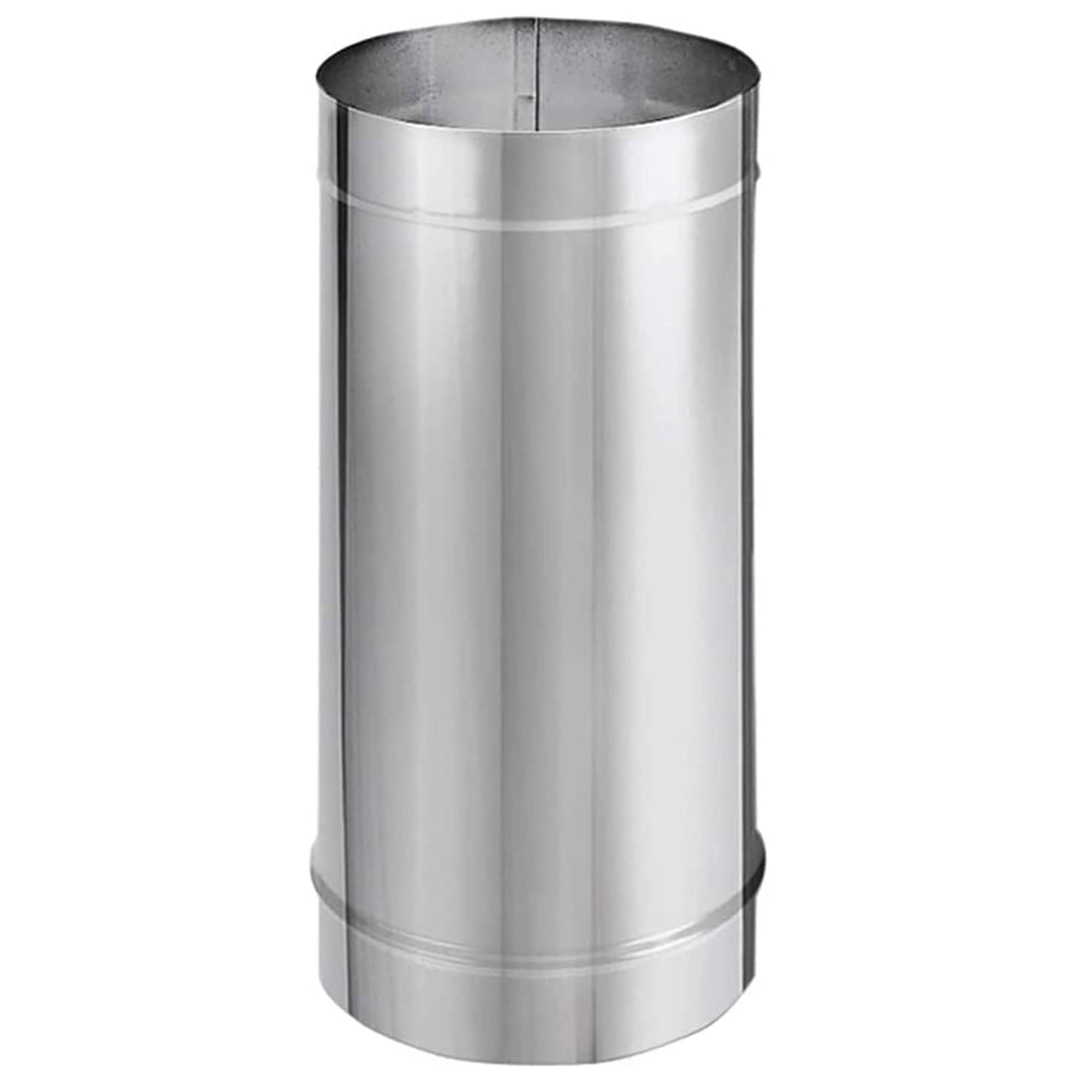 DuraVent DuraBlack 48 x 8 Inch Inner Diameter Stainless Steel Adjustable Single Wall Stove Pipe for Smoke and Exhaust with Lock Seamed Design, Silver