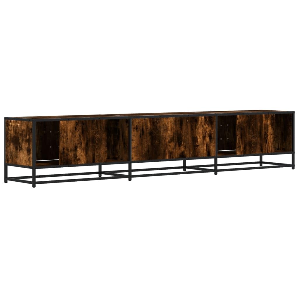 TV-Schrank Räuchereiche 210x35x41 cm, Holzwerkstoff, Metallgestell, Modernes Media-Center für Wohnzimmer, Schlafzimmer, Stauraum, Stabil
