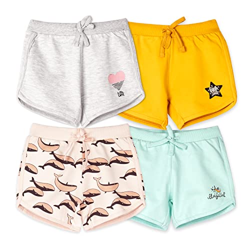 Image of Real Basics Premium Cotton Shorts for Girls - Regular Fit Printed Girl Shorts (Pack of 4)