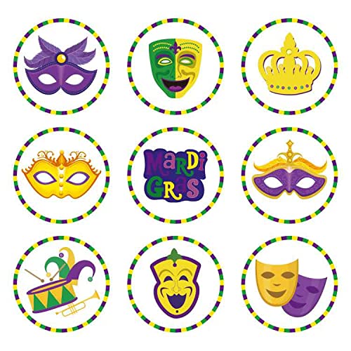 Autocollants Mardi Gras Nouvelle-Orléans lot de 180 stickers pour décoration festive
