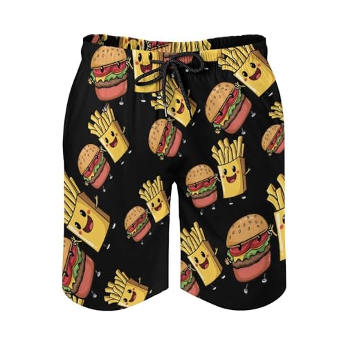 Cute Hamburger French Fries Men's Swim Trunks Quick Dry Board Shorts Hawaiian Beach Shorts With Pocket4