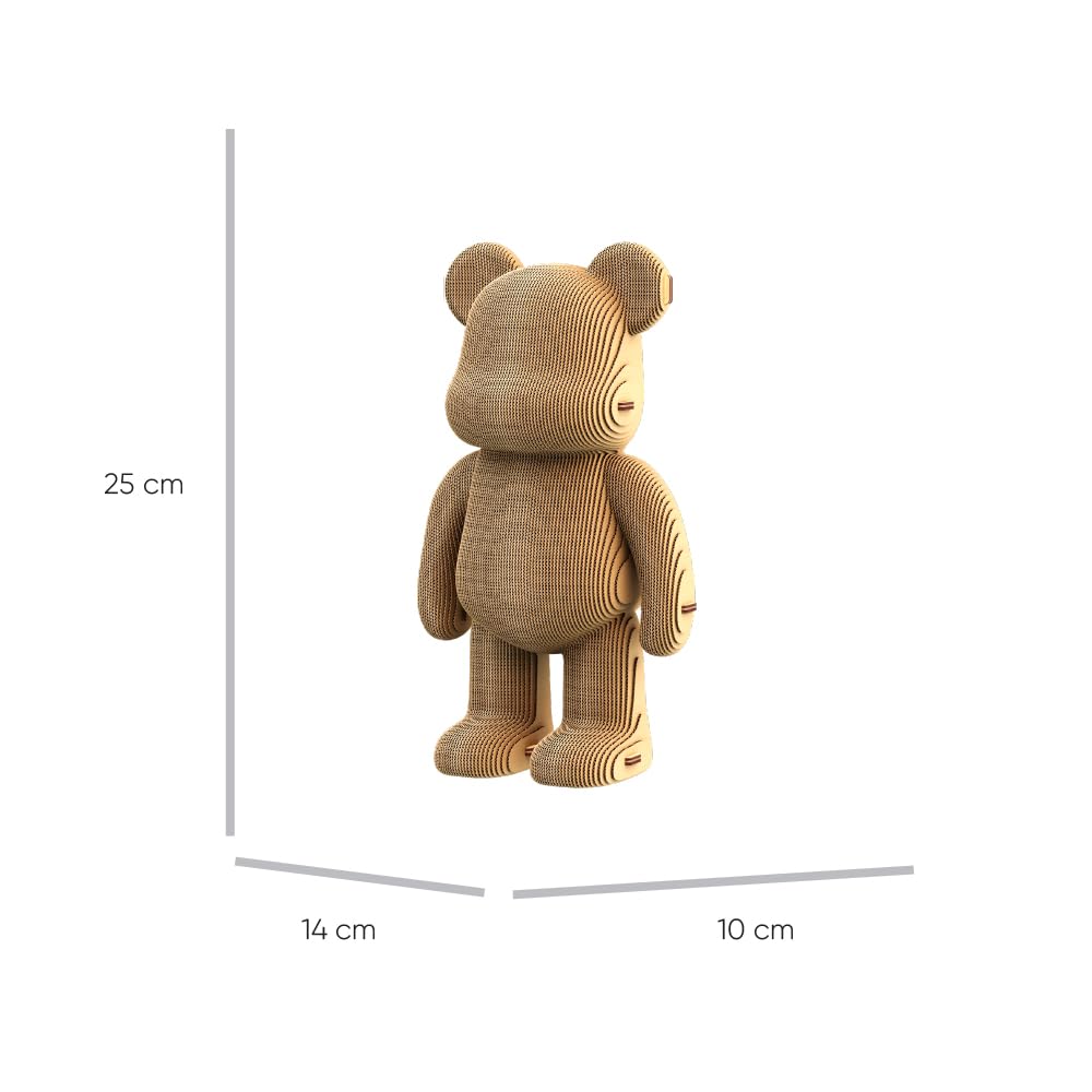 Ours Arty Bear Puzzle 3D en Carton – Maquette à Monter | 186 Pièces, 22 × 18 × 14 cm – Kit Sculpture DIY à Peindre, Matériaux Recyclés, Ados & Adultes, Idée Cadeau Déco