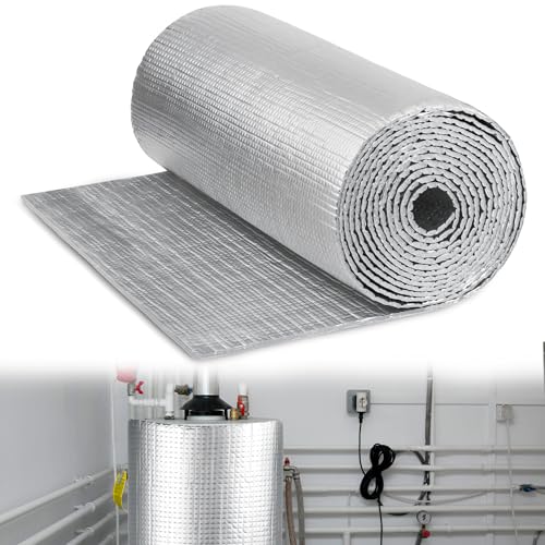 U0U Water Heater Blanket Insulation,10Ft x 16in Aluminum foil Water Heater Blankets,Hot Water Tank Insulation Blankets for Winter Insulations Reduces Heat Loss (Silver-16in x 10ft)