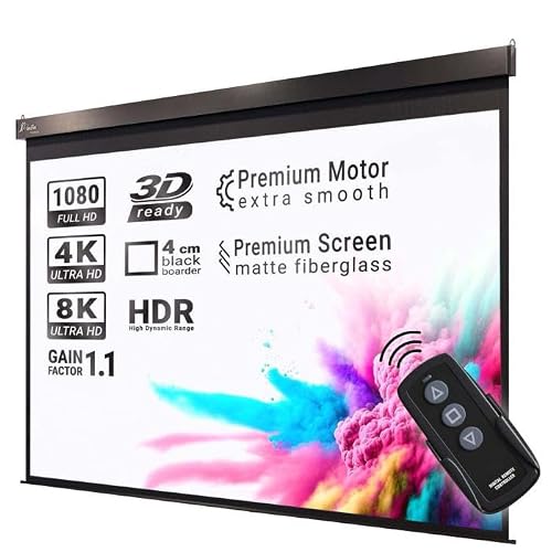 Pantera | Motor-Leinwand | 134 Zoll | 240 x 240 cm | 1:1 | Premium Rohrmotor | 4K/8K Ultra HDR 3D | Elektrische Beamer Leinwand | Projektions-Bildschirm | Projektor Leinwand | Knitterfest