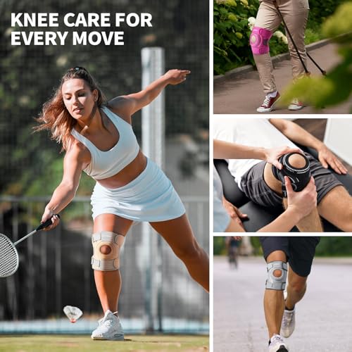 Image of CAMBIVO Knee Brace with Stabilizers, Gel Pad & Open Patella for Men & Women | Open Patella Stabilizer for Arthritis, Meniscus & ACL MCL Relief. Adjustable Compression for Running & Sports Recovery