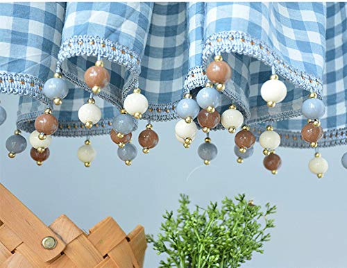 Elegant Schlaufenschal karo Gardine Karierte Küchengardine Bistrogardine | Halbtransparente Bistrogardine mit Kugeln-Kante Landhausstil mit Raffhalter (HxB 100x200cm, orange) 1 Stück