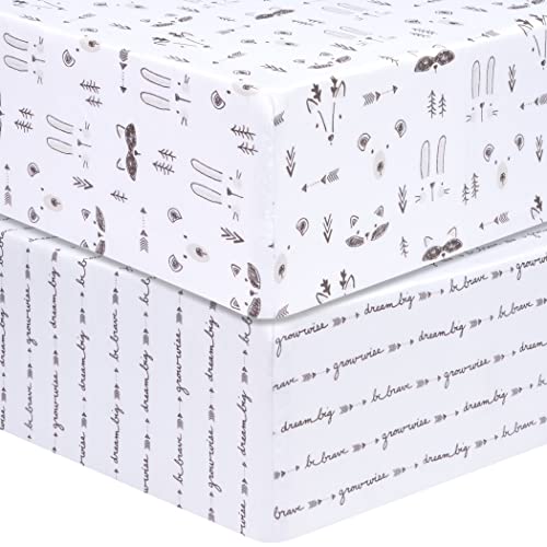 Image of Sammy & Lou Scandi Animals 2-Pack Microfiber Fitted Crib Sheet Set, Fits Standard Crib Mattress 28 in x 52 in; Fully Elasticized,
