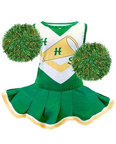 KIDSEPT Cheerleader Kostüm Set für Mädchen mit Bommeln, Fremder Outfits Kleid für Cosplay Party Karneval Schule Halloween 6-8 Jahre Cover