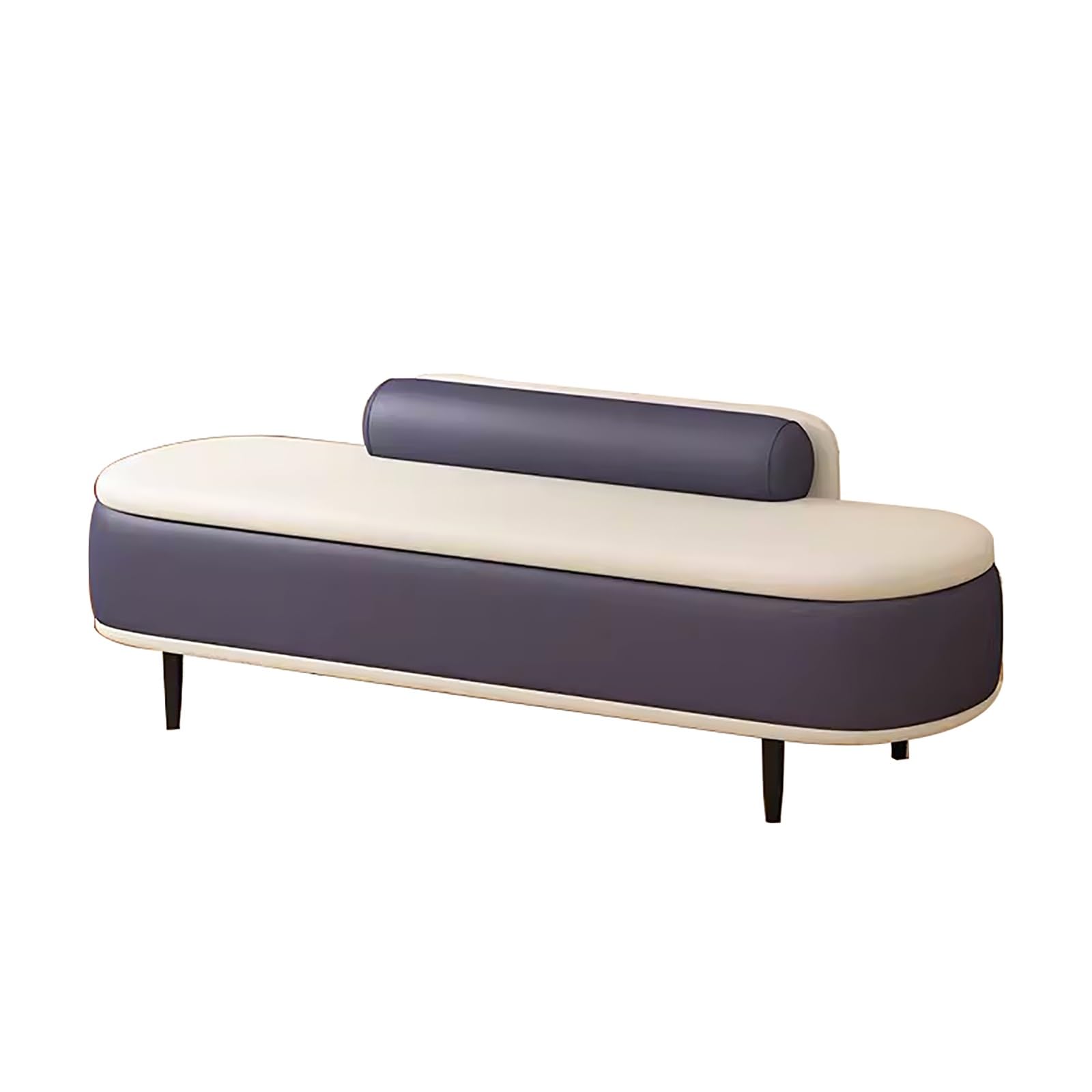 LWJSOCP Modern Ottoman Storage Bench with Cushion Entryway Shoe Bench Faux Leather Footrest Stool Blue 47.2in/120cm Stylish & Functional Furniture for Home nization