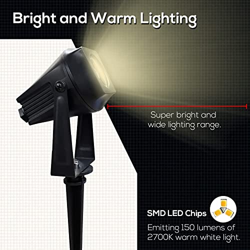 Fmart Landscape Lighting, 3Wx10 Low Voltage Outdoor Landscape Spotlights With Stake, 2700K Warm White Ip65 Waterproof Outdoor Landscape Led Lighting For Garden Backyard Lawn, 2500 Lumens, 10Pack #TOP6
