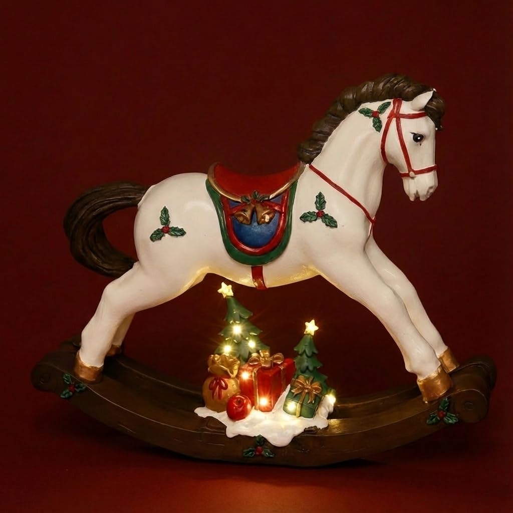 KAROLINE&CO. Weihnachtsdeko Nussknacker Figur – Klassische Weihnachtsdekorationen – Schaukelpferd Weihnachten 50 cm als dekorative Figur im traditionellen Stil