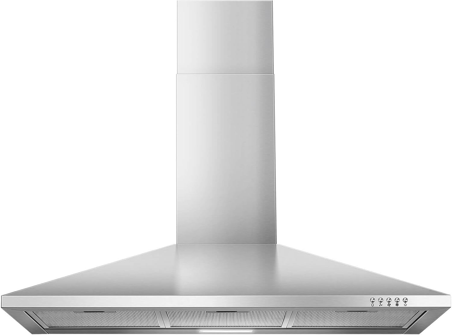 SNDOAS 36 Inch Range Hood, 450CFM Wall Mount Stainless Steel Kitchen Vent Hood - 3-Speed Exhaust Fan, Ducted/Ductless Convertible, Chimney-Style Stove Hood, LED Light & Push Button Control Silver 36"
