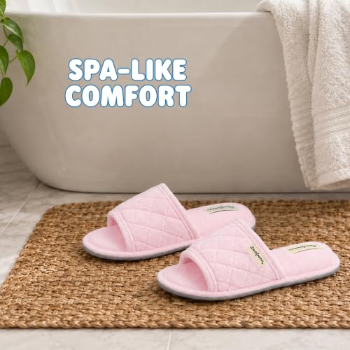 Image of Dearfoams womens Slipper Memory Foam Summer House Shoe Beatrice Terry Slide