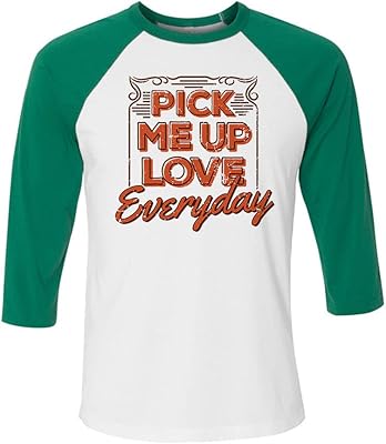 Pick Me up Love, Everyday Three-Quarter Raglan Sleeve Baseball Shirt Unisex X-Large White/Kelly