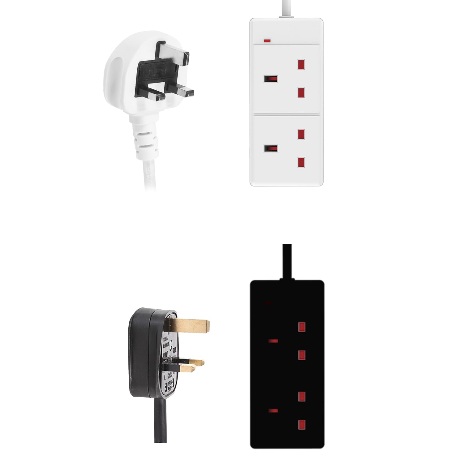 COZYBRITE Extension Lead Power Plug Cable Cord Extender Multi Single Socket Strip Adapter 13A UK 3 Pin 4 Gang Way 5M White in use