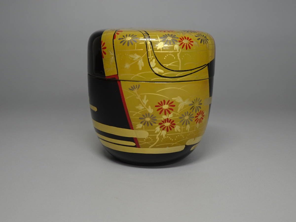 中村湖彩 即中斎好 誰袖蒔絵 四季棗 共箱 茶道具