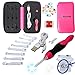 Fun Living Rechargeable Compact 9 in 1 LED Dimmable Lighted Crochet Hooks Complete Set with 9 Interchangeable Heads 2.5mm to 6.5mm Light up Bonus Zip Case and USB Charging Cable Color Options (Pink)