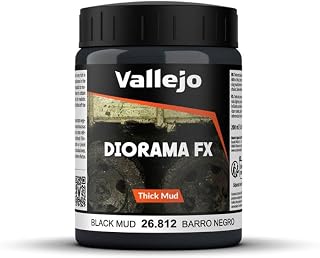 Vallejo - Diorama FX Thick Mud | Black Mud 200 ml (6.76 fl.oz.) | Premium Acrylic Color For Modelers & Miniature Enthusiasts