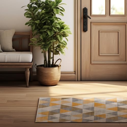 Rug Branch Solvi 2' x 6' (2'3" x 5'11") Yellow/Beige Geometric Indoor Runner Rug, Contemporary, Medium Pile, Stain-Resistant Hallway Carpet - Entryway, Mudroom, Bedroom, and Kitchen by Rug Branch - Image 2