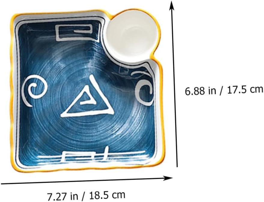 VALICLUD Ceramic Sushi Plate Set 4pcs Japanese Style Irregular Square Multi-grid Food Tray for Home Dining and Appetizers Random Color