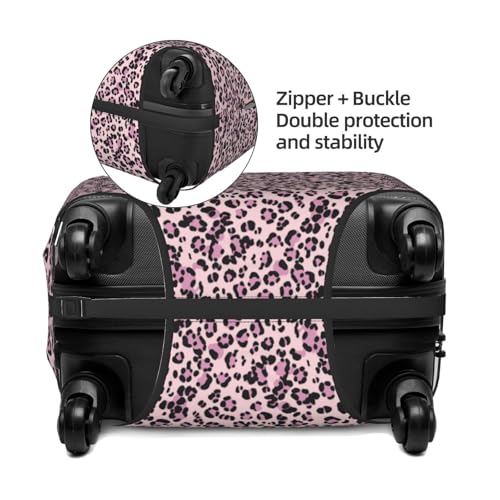 Leopard Print Pink And Black Color Elastic Travel Luggage Covers Dustproof Scratch-Resistant Suitcase Protector Fit 22-24 Inch2