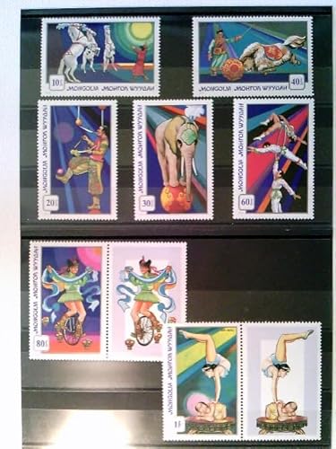 Briefmarken, Zirkus, Mongolei, 7 Werte 1974, postfrisch, Konvolut