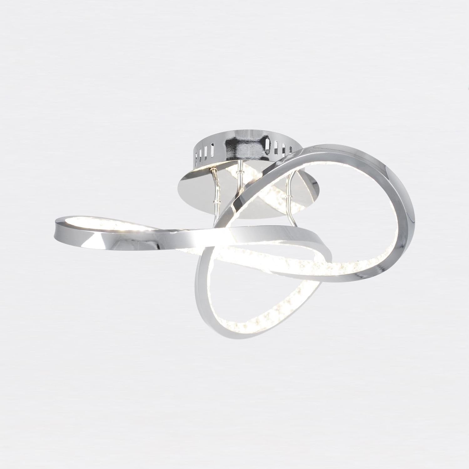 firstchoicelighting Chrome with Jewelled Detail LED Ceiling Light, Modern Loop Design, 20w Integrated LED, Height 15cm, Diameter 41.5 cm