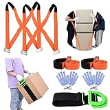 Moving Lifting Straps Kit, Adjustable Shoulder Securing Straps with Non-Slip Gloves for 2-Person and 1-Person Widen Handle Lifting Strap, Safely Easily Carry Furniture Appliances Mattresses Boxes