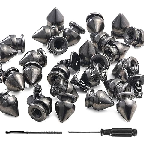 YORANYO 100 Sets Spikes and Studs 9.5MM Spikes for Clothing Metal Studs Rivets for Leather Punk Spikes Rivets Screw Back Studs and Spikes for Clothing Shoes Belts Bags Hats 3/8 Inch (Gunmetal) Cover
