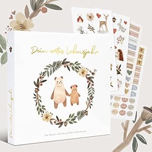 Milula Studios Mein Erstes Jahr Babyalbum – Hardcover Babybuch Erinnerungsbuch zum Ausfüllen – Fotoalbum Baby Selbstgestalten – Babyparty Geschenk Junge & Mädchen – Sinnvolle Geschenke zur Geburt