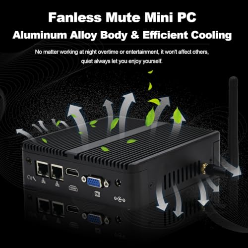 Image of WEIDIAN Fanless J5005 Mini PC Industrial, 8GB RAM 256GB SSD, 2xCOM RS232, 2xGigabit LAN, 2xDisplays(4K HD+VGA), 4xUSB Auto Power On Win 11 Pro Small Desktop Computer for Industrial Business Office