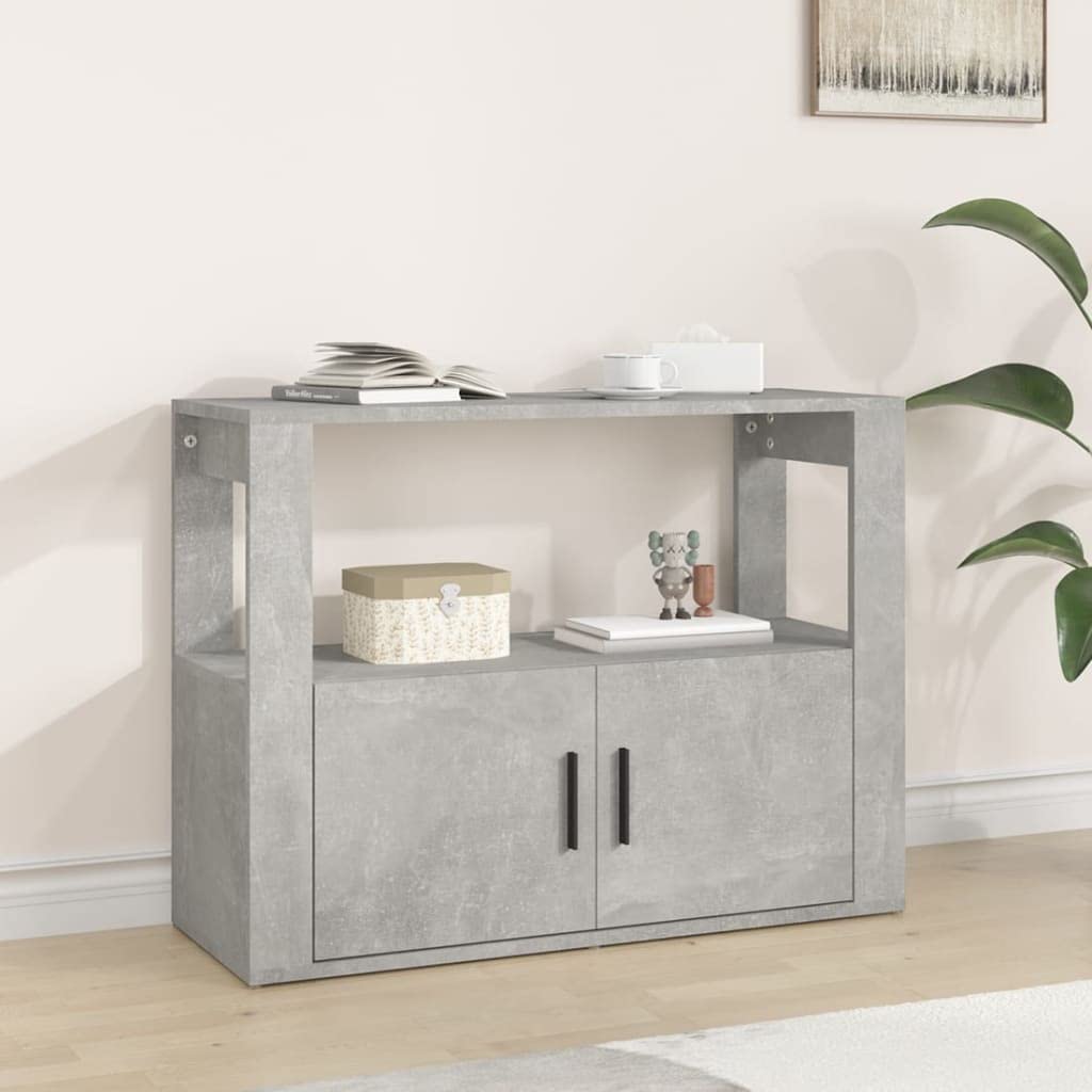 vidaXL Buffet Armoire de Rangement Organisateur de Maison Meuble de Rangement Armoire de Salon Gris Béton 80x30x60 cm Bois d'Ingénierie