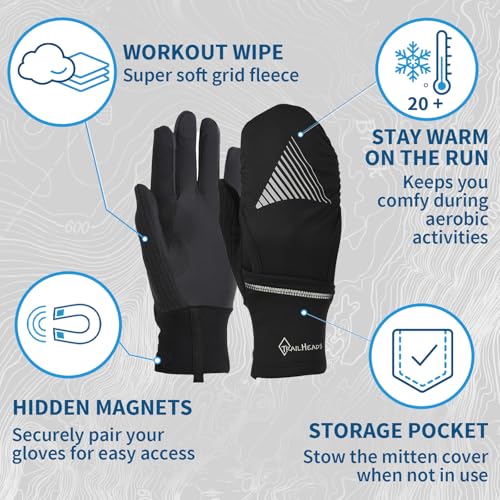 trailheads womens running gloves touchscreen fingers amp convertible waterproof mitten shell - for winter reflective warm
