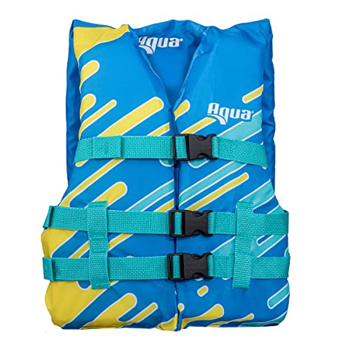 Oceans7 US Coast Guard-Approved, Type III Youth Life Jacket – Personal Flotation Device with with Comfortable Flex-Form-Fit Open-Sided Design – Seafoam Blue Lemon - Thumbnail 5