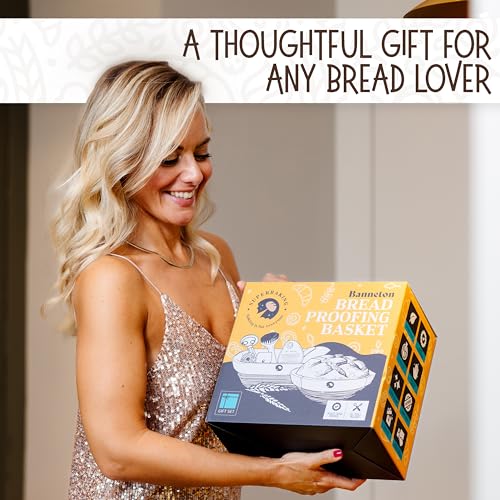 Superbaking Sourdough Proofing Basket Gift Set, Round 9" & Oval 10" Banneton, Sourdough Starter Kit, Sourdough Banneton Basket, Banneton Bread Proofing Basket Set of 2, Sourdough Bread Baking Supplies