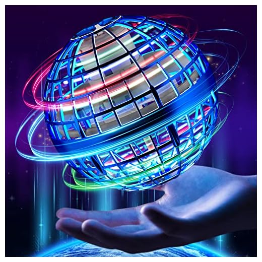 Flying Orb Ball Toy 2022 Upgraded, Hover Orb Ball with Lights, Hand Controlled Flying Spinner Mini Drone Ball, Magic Boomerang Ball Drone, Cool Toys Birthday Gift for Kids Adults Indoor Outdoor (Blue)