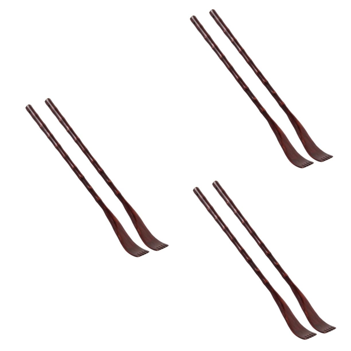 minkissy 6 Piezas rascador terapéutico de espalda masajeador para rascarse la espalda zuecos rascador de madera rascador de espalda mango largo herramienta embudo Bambú rojo