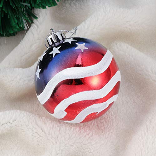 Luoem Hanging Ball Christmas Ball Ornaments Christmas Ornaments July Of 4Th Ball Ornaments Patriotic Ball Ornaments Hanging Independence Day Party Decor Holiday Wedding Tree Decorations, Pack Of 6 #TOP4