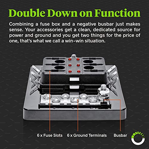 6 Way Blade Fuse Box with Ground Negative Bus bar for Automotive [ATC/ATO Blade Fuses] [100 Amp] [LED] [Protection Cover] [12V - 30V DC] Auto Marine Ground Fuse Block - Thumbnail 4