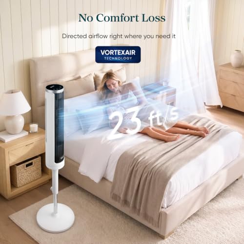 Levoit Tower Fan for Bedroom, Standing Fan with 36”-47” Adjustable Height - Image 4