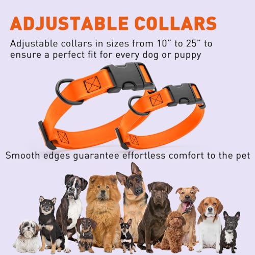 Image of Dogline Biothane Waterproof Dog Collar with Quick Release Buckle Strong Coated Nylon Webbing with Odor- Proof for Easy Care Easy to Clean Fits Small Medium Large Dogs, Orange 5 /8 inch W 9-14 inch L