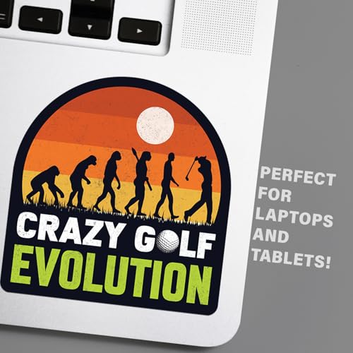 Image of Funny Golf Stickers - 5 Inch Waterproof Vinyl Decals - Choose from 10 Humorous Designs - Perfect for Cars, Golf Carts, Laptops, Windows, Bumpers & More (Golf Evolution)