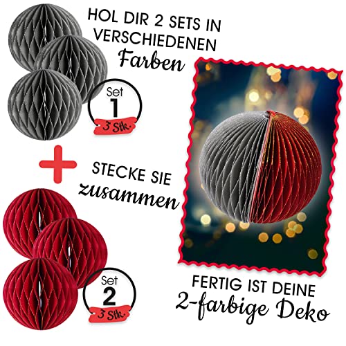 Christmas jewellery decoration (ball set of 3, grey), Kugel 3er Set - Image 4