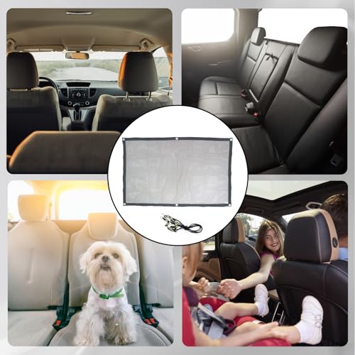 JazRvr Hundegitter Auto, 5-teiliges Set mit Trennnetz für Kofferraum und Rücksitz, Sicherheitsnetz für Haustiere, 75 x 115 cm, inklusive 4 Eisenhaken, ideal für Hunde und andere Haustiere